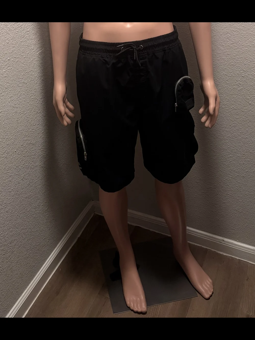 Men's Black Swim Trunks with Zipper Pockets